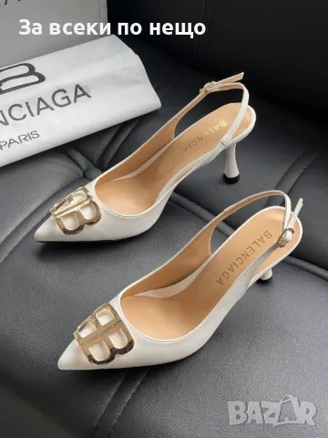 Balenciaga Дамски Бежови Сандали На Ток Баленсиага Код E209, снимка 4 - Маратонки - 50410301