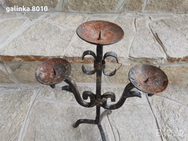 Стар свещник, снимка 4 - Антикварни и старинни предмети - 53963553