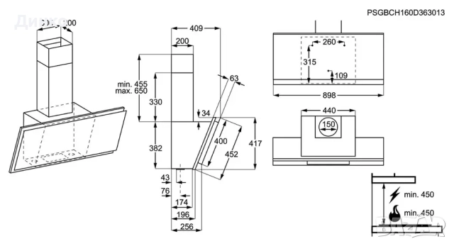 Абсорбатор за стена  AEG DVB5960HG, снимка 11 - Абсорбатори - 52985463