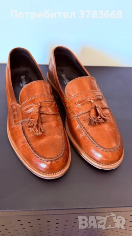 Мъжки кестеняви кожени мокасини с пискюли Russell & Bromley KEEBLE