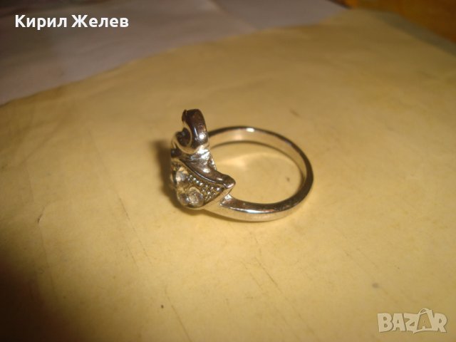 КРАСИВ ФИГУРАЛЕН АРТ ПРЪСТЕН - ЛЕБЕД с КРИСТАЛИ СВАРОВСКИ и БЯЛА ПОЗЛАТА 7557, снимка 8 - Пръстени - 37419324