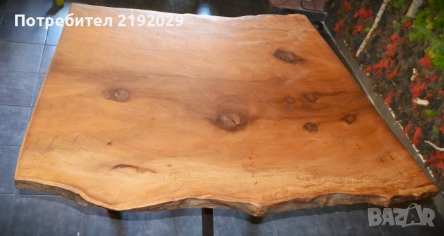 МАСА масив, Явор, със „жив ръб“, цяло парче, стоманена основа, снимка 5 - Маси - 51513346