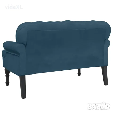 vidaXL Пейка с облегалка, синя, 119,5x64,5x75 см, кадифе, снимка 5 - Дивани и мека мебел - 56147394