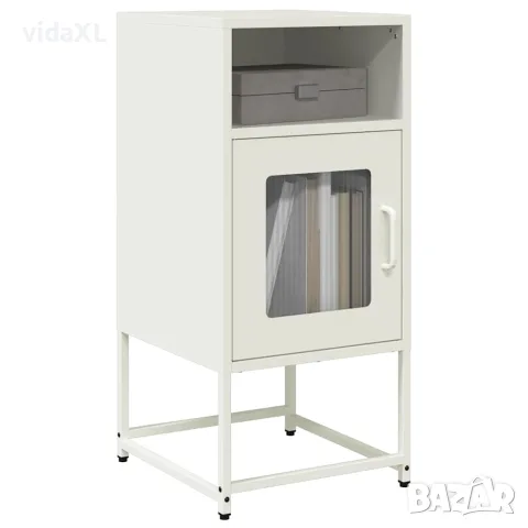 vidaXL Нощно шкафче бяло 36x39x78 cm Студено валцувана стомана, снимка 2 - Бюфети - 56148271