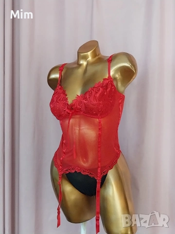  Резервирани Sensuality 85 B Червен корсет с жартиери за чорапи и прашка , снимка 6 - Корсети, бюстиета, топове - 54324800