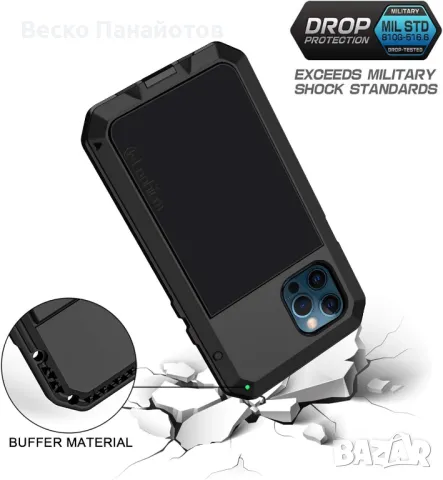 Метален калъф Lanhiem за iPhone 12, iPhone 12 Pro.-водоустойчив, снимка 2 - Калъфи, кейсове - 49258953