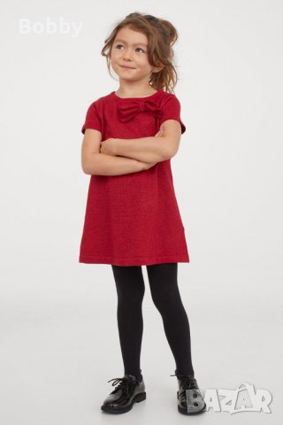 Червена блестяща рокля H&M 4-6 години, снимка 2 - Детски рокли и поли - 29075763