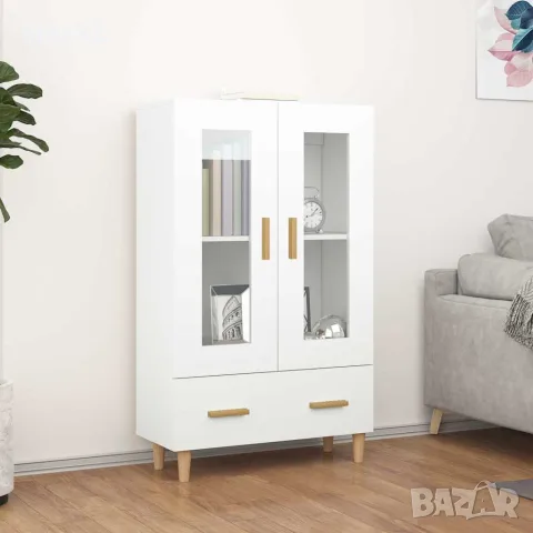 vidaXL Висок шкаф, бял, 70x31x115 см, инженерно дърво, снимка 2 - Бюфети - 56148041