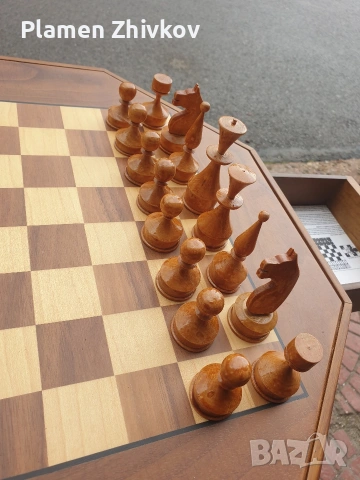 Поръчково изработен дървен шах , снимка 13 - Антикварни и старинни предмети - 53959036