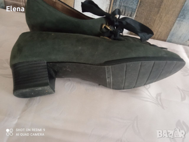 тъмнозелени велурени обувки, снимка 4 - Дамски елегантни обувки - 44589128