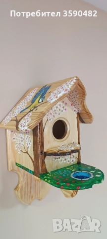 Ръчно изрисувана дървена къщичка за птици , снимка 4 - Други - 51820969