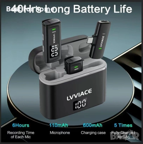 Безжичен микрофон Lavalier за телефони с USB Type C портове, 40 часа живот на батерията с предавател, снимка 2 - Друга електроника - 54131646