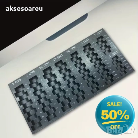 Органайзер за Сортиране на Евро Монети - Издръжлив Пластмасов Поднос с Множество Отделения за 2€, 1€, снимка 3 - Нумизматика и бонистика - 53370367