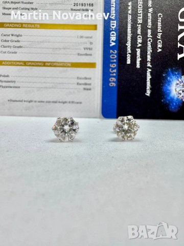 Сребърни обеци с мойсанит (Диамант) 1 карат