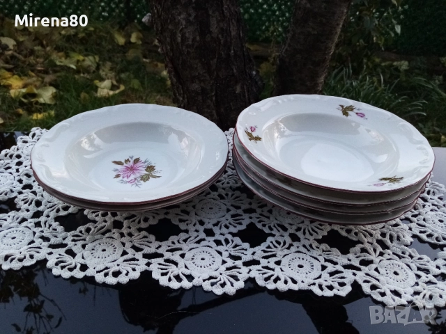 Български чинии горски слез - 6 бр., снимка 3 - Чинии - 52505513