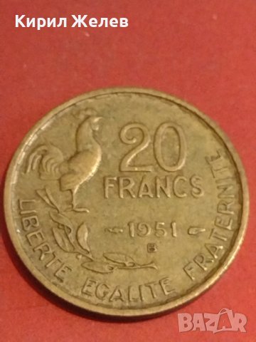 Две монети 10 франка 1951г. / 20 франка 1951г. Франция редки за КОЛЕКЦИОНЕРИ 34832, снимка 6 - Нумизматика и бонистика - 44322758