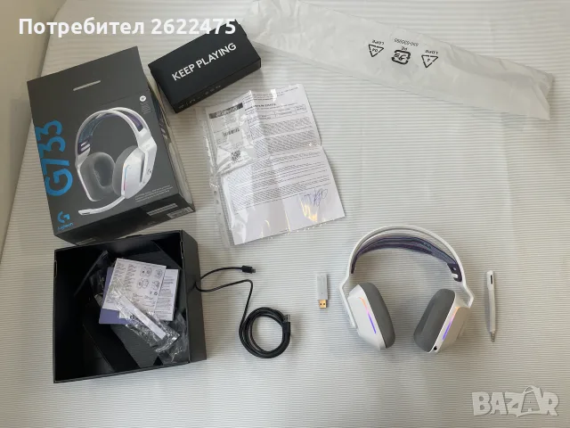 Гейминг слушалки Logitech - G733, безжични, бели, снимка 5 - Слушалки и портативни колонки - 56537188