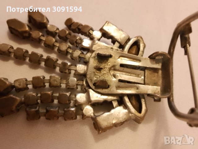 Радка брошка Арт Деко -1920г със клипс и игла кристали, снимка 8 - Антикварни и старинни предмети - 44176217