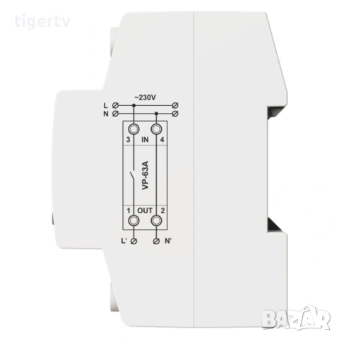 Дигитално реле за напрежение и ток DigiTOP VP-63A M2R, 63A, снимка 3 - Друга електроника - 53284543