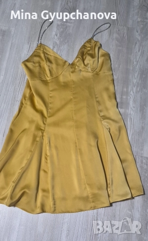 рокля сатен цвят горчица