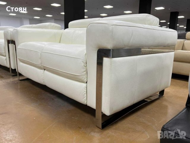 Бели кожени дивани две двойки и фотьойл "Moreno", снимка 5 - Дивани и мека мебел - 39712172