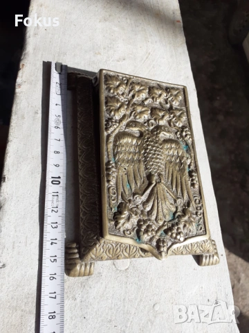 Стар антикварен бележник за бюро масивен бронз, снимка 5 - Антикварни и старинни предмети - 54282426