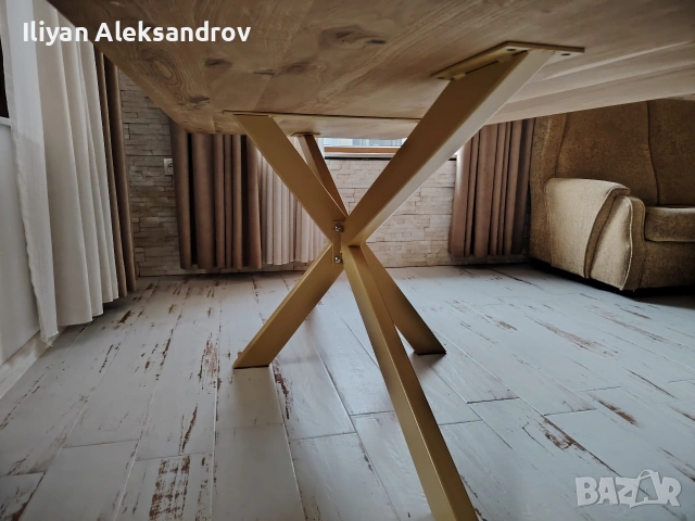 Трапезна маса с дъбов плот, снимка 2 - Маси - 53024647