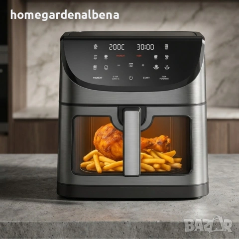 Фритюрник с Горещ Въздух 8L 1800W - 11 Програми LCD, снимка 3 - Фритюрници - 54342749