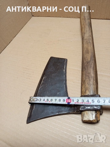 Соц Стара Ръчно Кована Дърводелска Брадва Кривица. Номер 605., снимка 12 - Антикварни и старинни предмети - 53224738