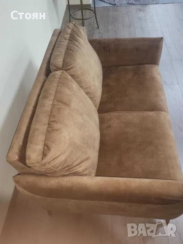 Дизайнерски кафяв диван от плат кадифе двойка, снимка 8 - Дивани и мека мебел - 42422504