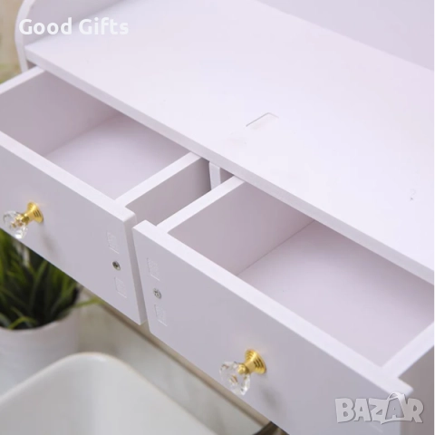 Огледало за грим с шкаф и чекмеджета – Стенно огледало против замъгляване с място за съхранение, снимка 3 - Шкафове - 52943870