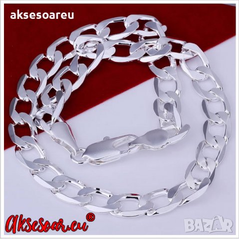 Посребрен мъжки ланец Колие 12mm 53см бижутерия, синджир, бижу, ланче, снимка 18 - Колиета, медальони, синджири - 19092253
