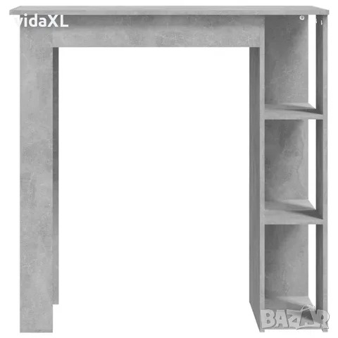 vidaXL Бар маса с рафт, бетонно сива, 102x50x103,5 см, инженерно дърво, снимка 3 - Маси - 56147818