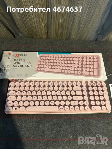 Розова безжична ретро клавиатура Sologic Retro Wireless Keyboard