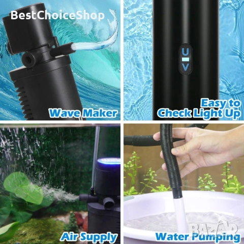 Tararium 600L/h аквариумен филтър с UV стерилизатор 40-150 литра, снимка 7 - Оборудване за аквариуми - 54177393