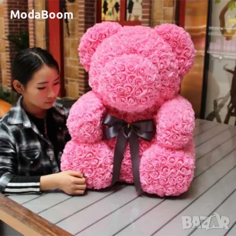 Мече изработено от рози с панделка, снимка 9 - Плюшени играчки - 48318014
