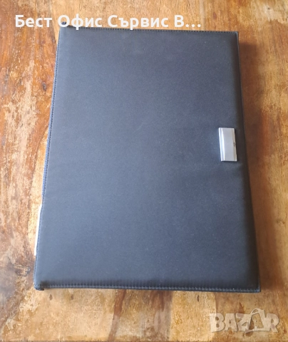 папка луксозна за документи без/с цип черен със синьо с цип Марксман Marksman А4