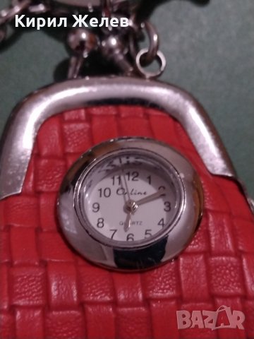 Модерен ключодържател кожена чанта с часовник и пискюл много красив - 17803, снимка 2 - Други - 31226544