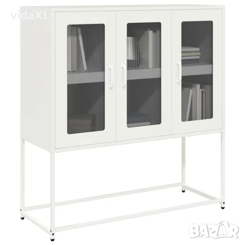 vidaXL Бюфет, бял, 100,5x39x107 см, студеновалцувана стомана, снимка 2 - Бюфети - 56148277