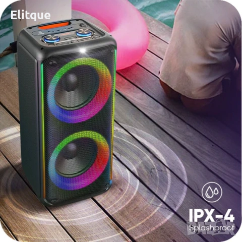 Тонколона с двойни 8-инчови 60W високоговорители и RGB светлини