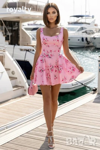 Лятна Розова Рокля на Цветя, снимка 3 - Рокли - 54096672