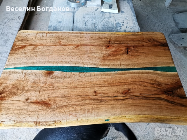Плот за Маса изработен от червен дъб и епоксидна смола , снимка 5 - Маси - 52693489