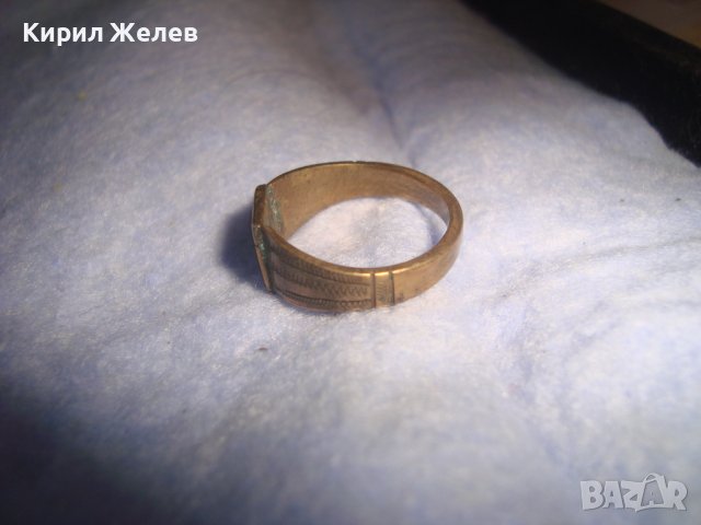 СТАРИНЕН ПОЗЛАТЕН БРОНЗОВ АРТ ДЕКО МАЙСТОРСКИ ПРЪСТЕН УНИКАТ с БУКВА - Е - РЪЧНО ОРНАМЕНТИРАН 28412, снимка 11 - Антикварни и старинни предмети - 37395552