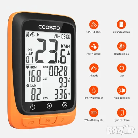 Coospo GPS вело- компютър с Bluetooth/ANT+, снимка 5 - Части за велосипеди - 48548293