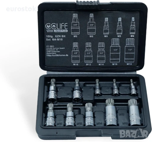CCLIFE 5603 10 x XZN Torx M4 - M18, S2 Комплект вложки от легирана стомана