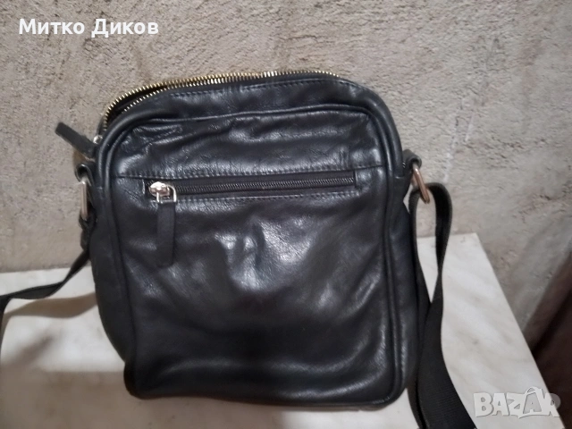 Чанта естествена кожа маркова на Silver Flame 24х22х7 см като нова