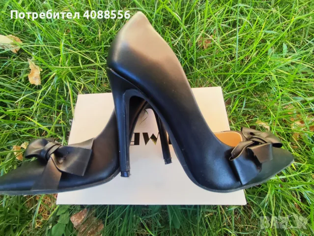 Черни кожени обувки, снимка 4 - Дамски обувки на ток - 49467640