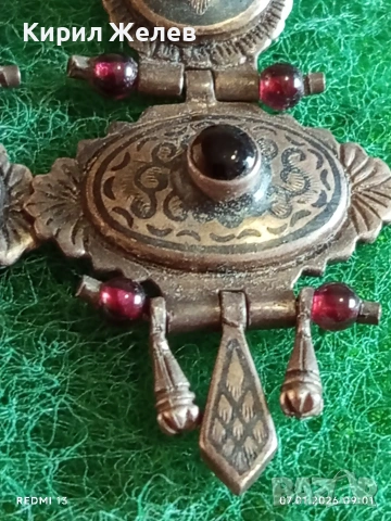 Колекционерски сребърни обеци ГРАНАТ,ОНИКС ЯПОНСКИ СТИЛ ювелирна изработка 50808, снимка 5 - Обеци - 53015406