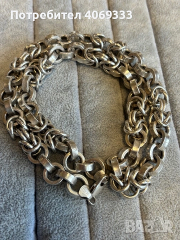 Кралска плетка Сребърен ланец 91.6гр 60см , снимка 3 - Колиета, медальони, синджири - 54247034