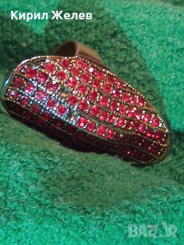 ЗЛАТИСТ ФЕШЪН АРТ ДИЗАЙНЕРСКИ ПРЪСТЕН РЕГУЛИРУЕМ с ЦВЕТНИ КРИСТАЛЧЕТА 25068, снимка 14 - Пръстени - 36422966